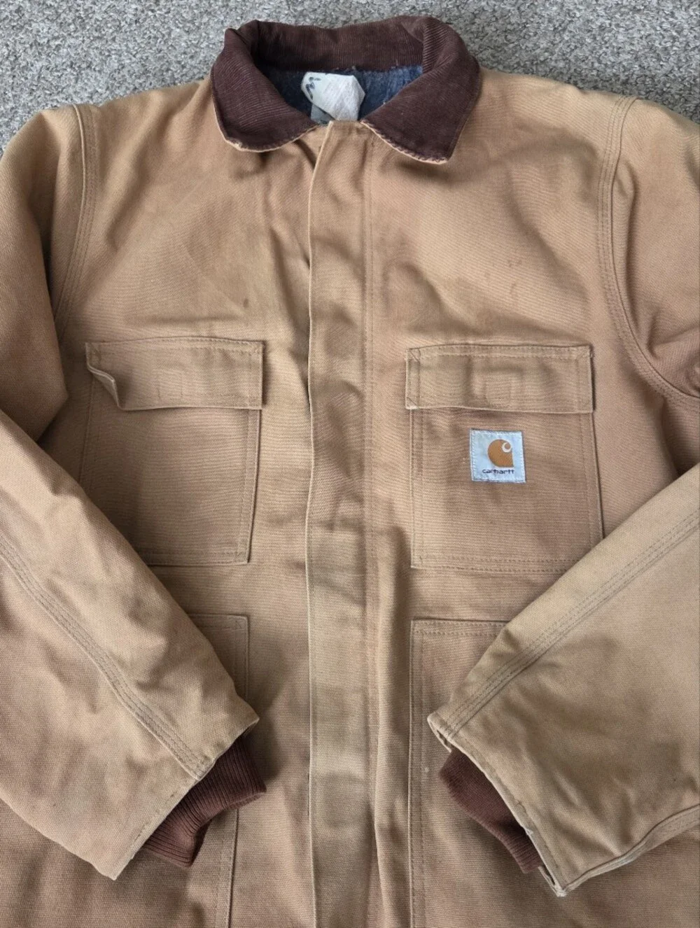 Vtg Carhartt Mens Barn Coat Sz 42 Brown Duck Canvas Blanket-Lined USA Union Made